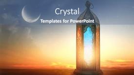  Presentation with holy night - Presentation theme having ornamental-arabic-lantern-with-burning background and a ocean colored foreground