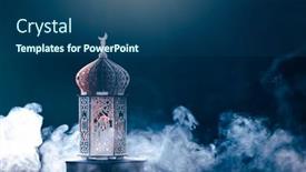  Presentation with greeting card - Beautiful PPT layouts featuring ornamental-arabic-lantern backdrop and a ocean colored foreground