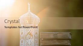  Presentation with greeting card - Colorful PPT theme enhanced with ornamental-arabic-lantern backdrop and a coral colored foreground