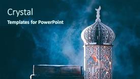  Presentation with greeting card - Theme enhanced with ornamental-arabic-lantern background and a ocean colored foreground