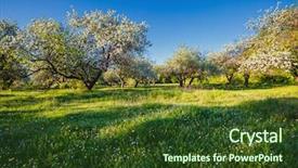 Presentation with earth day - Colorful slides enhanced with ornamental garden with blooming lush backdrop and a tawny brown colored foreground