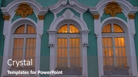  Presentation with architecture old - Beautiful presentation theme featuring ornamental-historic-windows-on-winter backdrop and a tawny brown colored foreground