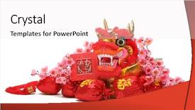  Presentation with traditional dancing - Theme with ornaments--traditional dancing dragon money background and a white colored foreground