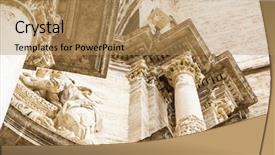  Presentation with spanish art - Colorful presentation enhanced with ornaments and sculptures of gothic style spanish ancient art backdrop and a coral colored foreground