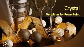  Presentation with year still life christmas - Beautiful PPT theme featuring ornaments on a black background backdrop and a tawny brown colored foreground