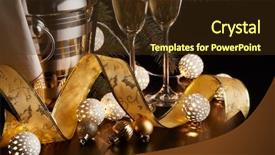  Presentation with year still life christmas - Cool new PPT theme with ornaments on a black background backdrop and a tawny brown colored foreground