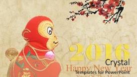  Presentation with lunar new year - Cool new theme with ornaments on festive background 2016 backdrop and a lemonade colored foreground