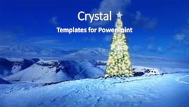  Presentation with christmas tree - Amazing slide set having ornaments on snow covered landscape backdrop and a royal blue colored foreground
