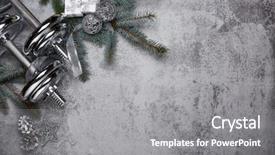  Presentation with fir tree - Colorful slides enhanced with ornate - dumbbell fir tree branches gifts backdrop and a gray colored foreground