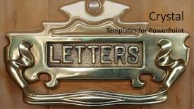  Presentation with letter - PPT theme consisting of ornate brass letter slot set background and a coral colored foreground