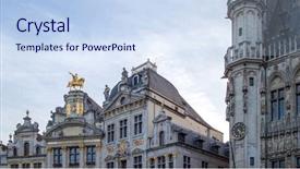  Presentation with brooklyn tenament buildings - Slides with ornate buildings of grand place background and a sky blue colored foreground