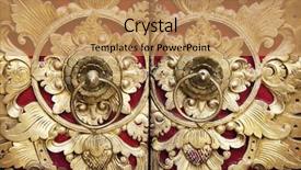  Presentation with bali temple - Presentation theme having ornate entrance door to temple background and a coral colored foreground