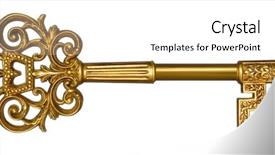  Presentation with white gold - Audience pleasing PPT theme consisting of ornate gold master key backdrop and a cream colored foreground