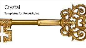  Presentation with white gold - Slides featuring ornate gold master key background and a cream colored foreground