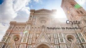  Presentation with gothic cathedral - Presentation theme featuring ornate neo-gothic facade background and a coral colored foreground