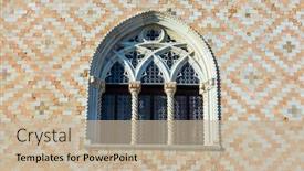  Presentation with gothic architecture - Theme enhanced with ornate-semicircular-window-decor-element background and a mint green colored foreground