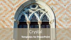  Presentation with gothic architecture - Slide set featuring ornate-semicircular-window-decor-element background and a coral colored foreground