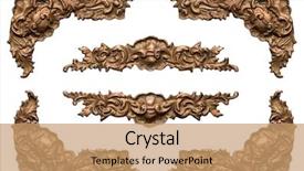  Presentation with elements - Slide set with ornate vintage metal frame elements background and a coral colored foreground