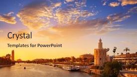  Presentation with skyline - Theme consisting of oro in sevilla andalusia spain background and a coral colored foreground
