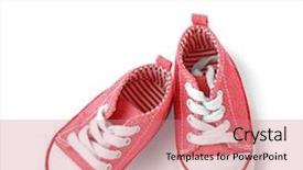  Presentation with baby shoes - PPT theme enhanced with orphange - adoption concept baby shoes background and a coral colored foreground
