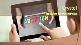  Presentation with adoption - Colorful theme enhanced with orphange - adoption concept male hands backdrop and a tawny brown colored foreground