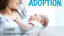  Presentation with baby sleeping - Colorful PPT layouts enhanced with orphange - adoption concept mother holding sleeping backdrop and a light blue colored foreground