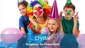  Presentation with children birthday - Presentation enhanced with orphange - birthday child clown playing background and a ocean colored foreground
