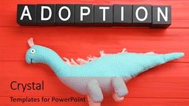  Presentation with dinosaur - Beautiful PPT layouts featuring orphange - black cubes with word adoption backdrop and a red colored foreground