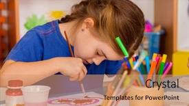  Presentation with art craft - Audience pleasing theme consisting of orphange - small student girl painting backdrop and a coral colored foreground