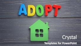  Presentation with shape - Presentation design with orphange - word adopt and figure background and a gray colored foreground