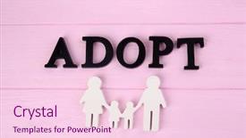  Presentation with shape - Audience pleasing theme consisting of orphange - word adopt and figure backdrop and a lemonade colored foreground