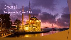  Presentation with istanbul bosphorus bridge turkey - Presentation theme featuring ortakoy-mosque-and-bosphorus-bridge background and a violet colored foreground