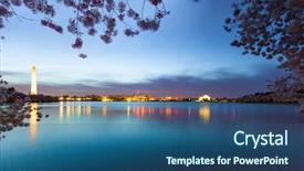  Presentation with cherry blossom - PPT theme with orther side of the tidal background and a ocean colored foreground