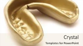  Presentation with orthodontic - Beautiful presentation featuring orthodontic braces - one golden mouthguard isolated backdrop and a  colored foreground