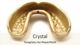  Presentation with orthodontic - Cool new presentation with orthodontic braces - one golden mouthguard isolated backdrop and a  colored foreground