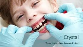  Presentation with orthodontic - PPT layouts with orthodontic doctor examine teeth background and a light blue colored foreground