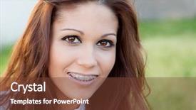  Presentation with park - Theme enhanced with dental braces - portrait of a beautiful girl background and a tawny brown colored foreground