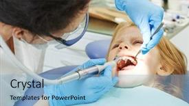  Presentation with dental child - Slides with orthodontist female doctor making dental background and a  colored foreground