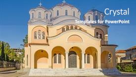  Presentation with orthodox - Colorful PPT theme enhanced with orthodox cathedral of shkodra backdrop and a teal colored foreground