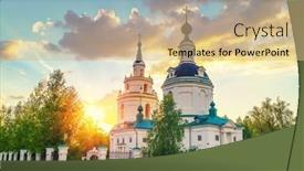  Presentation with orthodox - Slides featuring orthodox-church-at-summer-sunset background and a coral colored foreground