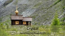  Presentation with orthodox - PPT theme with orthodox church in altai mountains background and a gold colored foreground