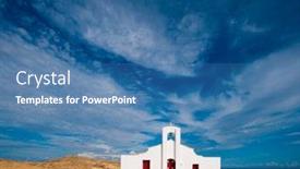  Presentation with zakynthos - Colorful presentation enhanced with orthodox church in st nikolas in zakynthos greece backdrop and a teal colored foreground