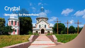  Presentation with worship - Presentation theme with orthodox church in ukraine background and a teal colored foreground