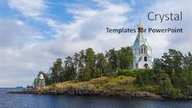  Presentation with orthodox - Slide set with orthodox-church-nikolsky-skete background and a light blue colored foreground