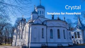  Presentation with kaunas - PPT theme featuring orthodox-church-of-the-annunciation background and a teal colored foreground