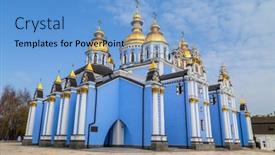  Presentation with city church - PPT theme having orthodox-church-of-ukraine-beautiful background and a light blue colored foreground