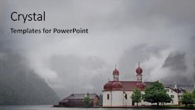  Presentation with bavaria - Colorful PPT theme enhanced with orthodox church on konigsee lake shore on a stormy day bavaria germany backdrop and a light gray colored foreground