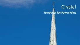  Presentation with church blue - Presentation with orthodox church tower on a blue summer sky background and a ocean colored foreground