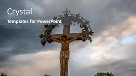  Presentation with easter resurrection - Slide deck featuring orthodox-cross-with-jesus-christ background and a  colored foreground