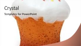  Presentation with orthodox - Presentation theme consisting of orthodox easter - kulich glazed cake isolated on white background and a white colored foreground